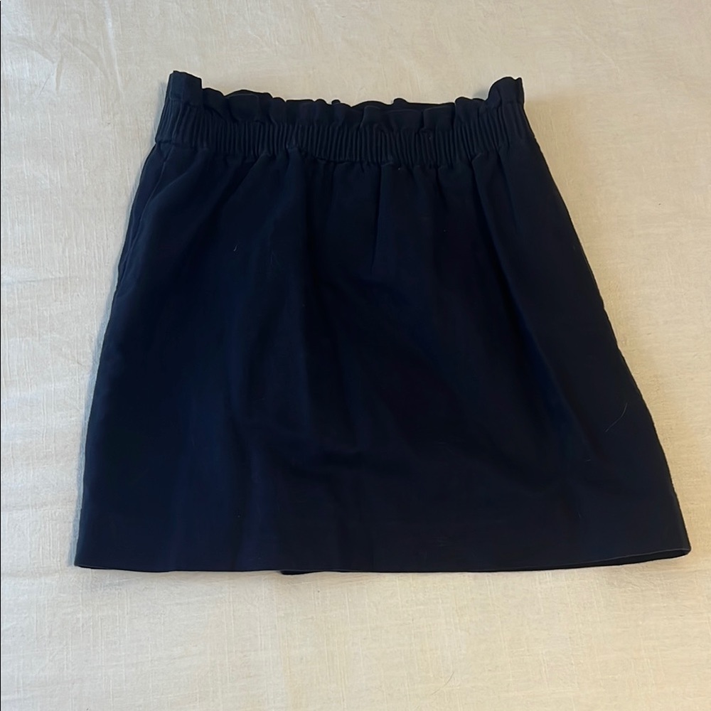 J. Crew Black Smocked Bubble Mini Skirt